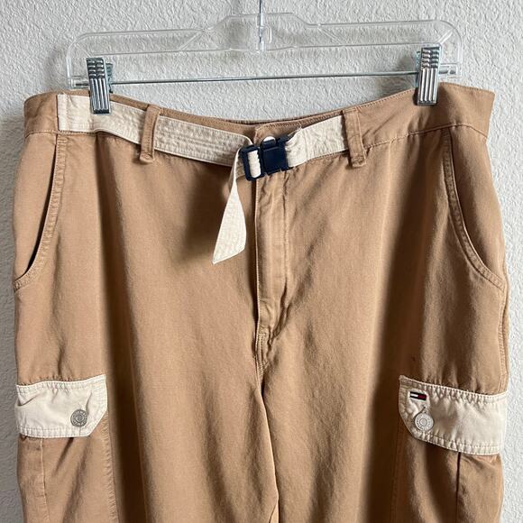 Tommy Hilfiger Tan Two Tone Cargo Pants Women's 32 High Rise Jogger Color Block - Picture 3 of 7